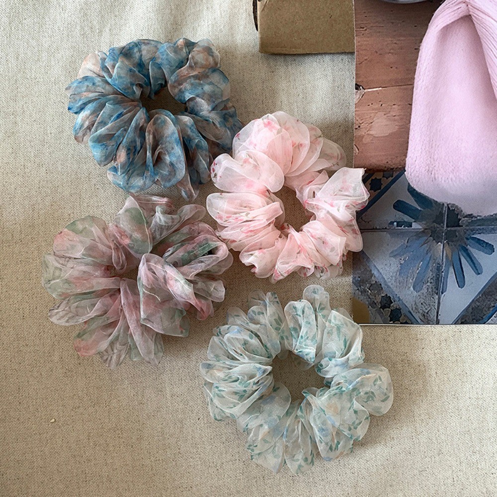 Hululu Scrunchy Hoa Organza Phong Cách Hàn Quốc Retrô Cho Tóc Nữ