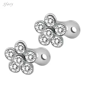 Trang sức xỏ khuyên bằng thép titan đính đá pha lê 16G