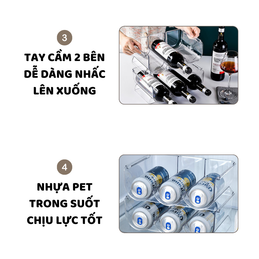 Khay Nhựa Trong Suốt Đựng Rượu ENODA HOME, Giá Kệ 1, 2, 3 Ngăn Trưng Bày Rượu Có Thể Xếp Chồng KhayN002