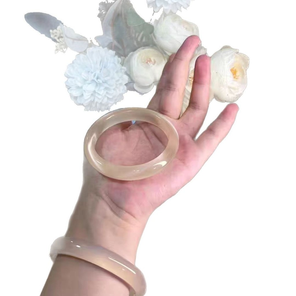 Vòng tay ánh trăng trắng mã não trong suốt Chalcedony