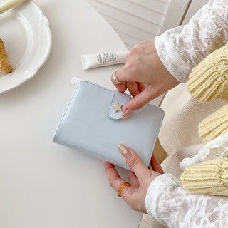 Ngọt Ngào Phong Cách Ngắn Nữ Ví Nhiều Thẻ Bao Da PU Dung Tích Lớn Ghi Nhớ Notebook Khóa Tiện Lợi Ngân Hàng Thẻ Ví