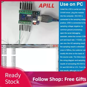 apill Giao diện mô-đun ADC thu thập dữ liệu USB mini Giao diện 10 kênh 12Bit STM32