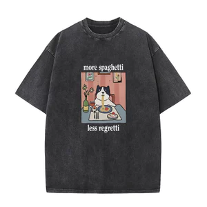 Áo Thun Mèo Ngọ Nghĩnh Cotton, Thời Trang Vintage Cho Nam và Nữ