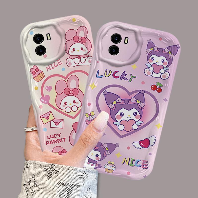 Vỏ Silicon Hoạt Hình Cho VIVO Y15S Y15A Y01 3D Bé Gái TPU Mềm Sanrio Kuromi Cặp Đôi My Melody Vỏ Điện Thoại Chống Sốc