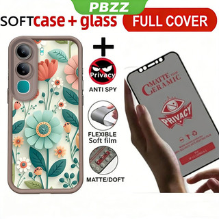 Gốm Sứ Chống Riêng Tư Với Kính Cường Lực Dành Cho vivo v40 v50 v60 lite Y19S y29s y29t y04 Y04S Y21D Y31 5G Y29 4g Vỏ Điện Thoại Lo Âu Thiết Kế Mới Hoa Dễ Thương Cho Bé Gái JTMQPH1