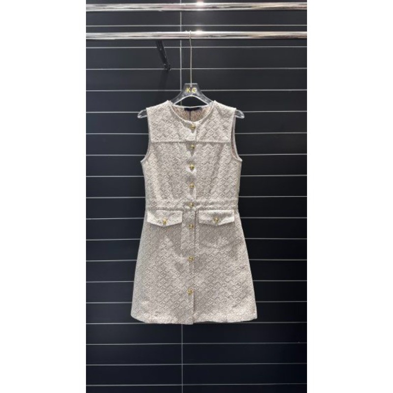 Váy thắt lưng Jacquard cổ tròn mới dành cho nữ