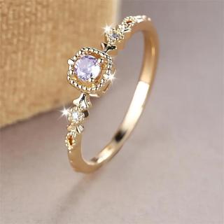 Nhẫn cưới đơn giản màu vàng zircon phong cách vintage Hàn Quốc, trang sức thời trang, quà tặng
