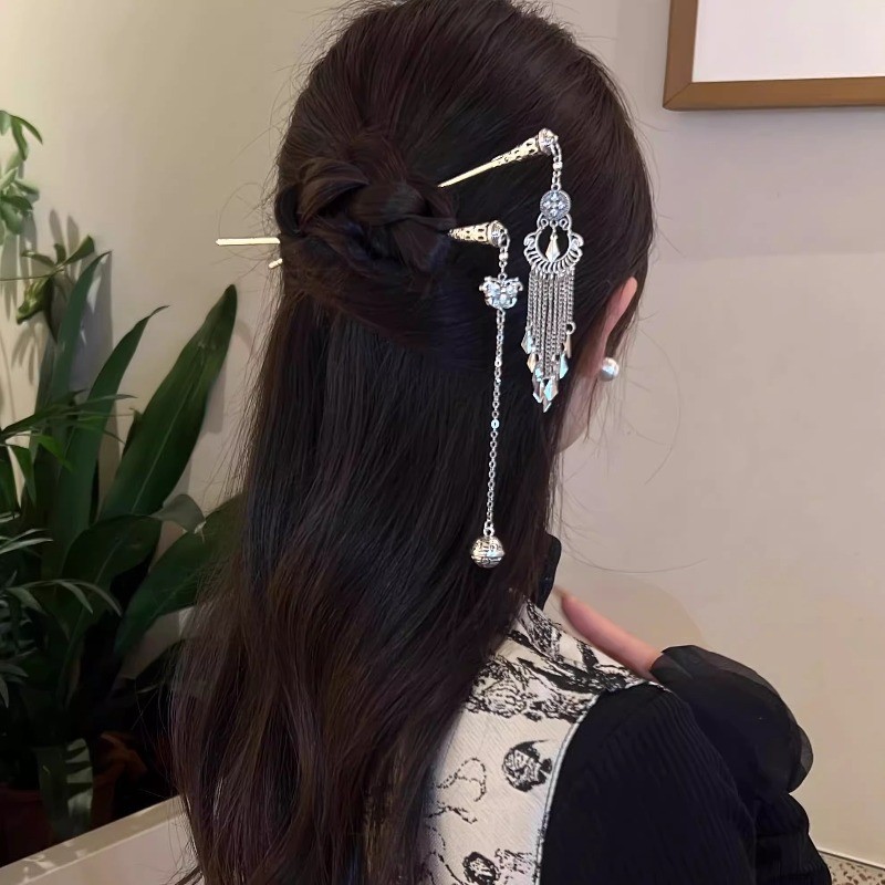 Kẹp tóc cuộn dây retro phong cách dân tộc Miaojiang, phù hợp với phong cách truyền thống Trung Hoa - phụ kiện tóc thời trang