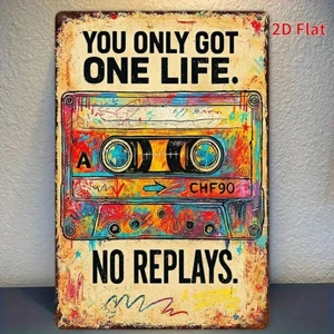 CIFbuy Retro Cassette Băng Trang Trí Âm Nhạc Vintage Kim Loại Tường Ký Hiệu 8x12 Inch Sắt Bền Vinyl Ghi Quà Tặng