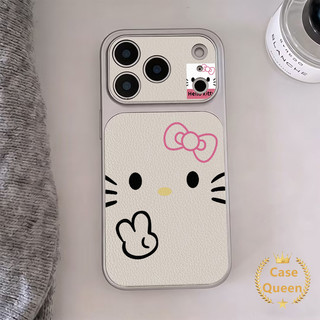 Vỏ hình mèo Kitty hoạt hình đơn giản đáng yêu tương thích cho IPhone XR 17 13 14 12 16 15 11 Pro Max Air 16 15 14 Plus 14 16 12 17 13 Pro Vỏ họa tiết da sáng tạo sang trọng