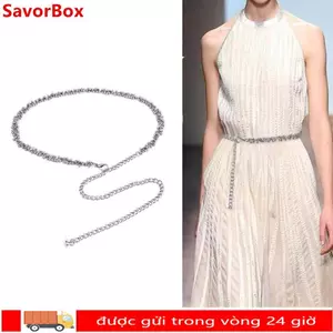 SAVORBOX Tua rua dây xích bạc cổ điển, thắt lưng nữ điều chỉnh đa năng, trang sức body đẹp mắt