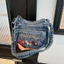Retro Denim Túi Nữ Mới Hoạt Hình Dễ Thương Thêu Nách Túi Đa Năng Dung Tích Lớn Đi Lại Túi Đeo Vai