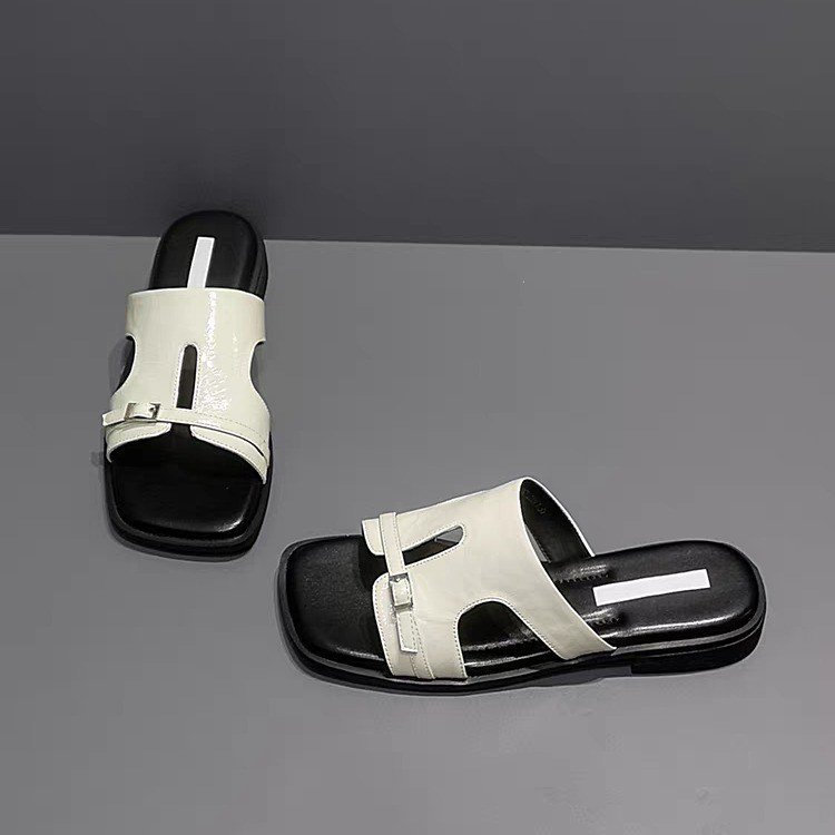Phong Cách Hàn Quốc Mũi Vuông Giày Sandal Nữ Khóa Đế Mềm Thoải Mái Chống Trơn Trượt Chống Mài Mòn Bên Ngoài Dép Mùa Hè Nhà Máy Giá Bán Buôn