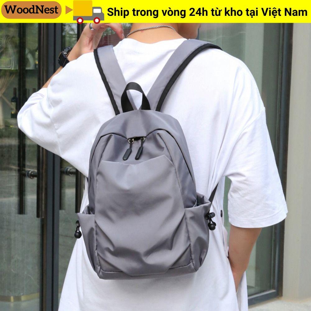 Túi đi học đeo vai nhỏ WOODNEST, Ba lô nam Mini chống thấm nước màu trơn, Ba lô nam du lịch nhẹ chống mài mòn