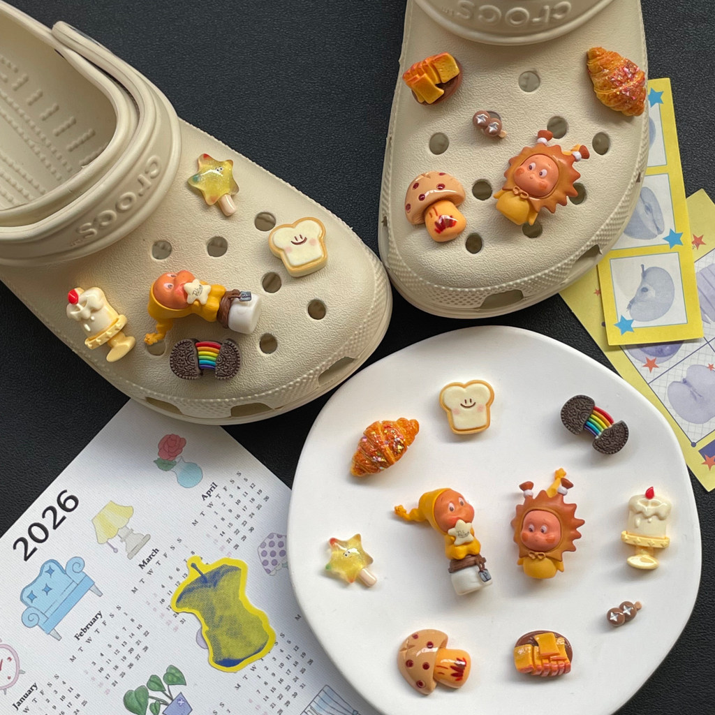Phụ kiện lỗ giày họa tiết hoạt hình Ngôi sao Wish Chai Sun Star People, hoa dễ thương, phù hợp Crocs, tháo rời, cao cấp