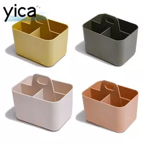 Hộp đựng bút ngăn nhựa YICA, Kệ để bàn Hộp phân loại đồ lặt vặt, Tay cầm có ngăn Hộp lưu trữ văn phòng phẩm Vòi hoa sen