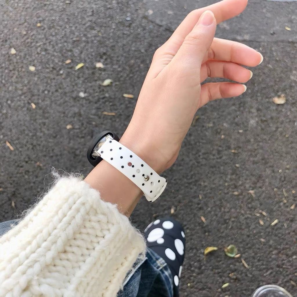 Ốp Lưng Mềm + Dây Đeo Cho Xiaomi Mi Band 10 9 8 NFC Phụ Kiện Thể Thao Chấm Bi Vòng Tay Silicon Dây Đeo Tay