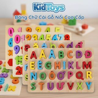 Bảng chữ cái và số gỗ nổi KidToys – đồ chơi trí tuệ học tiếng việt cho bé