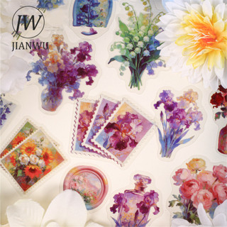 JIANWU Dream Among Flower Series Vintage Tranh Hoa Vật Liệu Phong Cảnh Cắt Dán PET Sáng Tạo DIY Tạp Chí Văn Phòng Phẩm