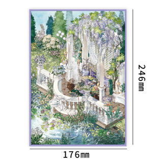 ENWEI 5 Chiếc [Dòng Orchid Creek] Nhãn Dán Phong Cảnh Quá Khổ Chống Thấm Nước 3D Phong Cách Châu Âu Wisteria Garden Cho Tạp Chí Sổ Lưu Niệm