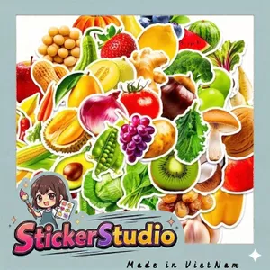 Set 60 Sticker Hoa quả, trái cây nhiệt đới đông nam á Chống Nước Dán Laptop Vali Mũ Bảo Hiểm Sổ Tay