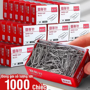 Ghim kẹp giấy A4 văn phòng – Set 100/300/500 chiếc, kim loại bền chắc, kẹp tài liệu chắc chắn, gọn gàng