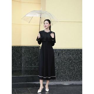 Đầm chữ A LD415 dáng xòe phối tay dài kèm áo choàng rời