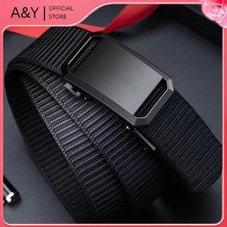Thắt lưng nam với khóa kim loại tự động, phù hợp với quần áo thể thao và bảo hộ lao động.