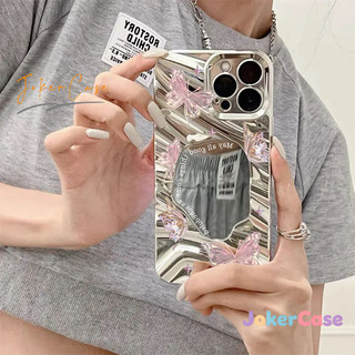 Vỏ Cho IPhone 17 12 16 15 13 11 14 Pro Max X XS Max XR 14 16 15 7 8 Plus Air ốp điện thoại hình bướm hồng có gương