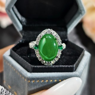 Nhẫn Chrysoprase Jasper Đá Tự Nhiên, Kim Cương, Dành Cho Nam Nữ Chính Hãng