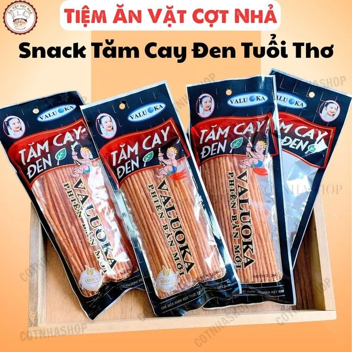 Combo snack tăm cay đen, bim que cay đen Aluowa, đồ ăn vặt cổng trường (gói 20g) đồ ăn vặt đồ ăn vặt 1k