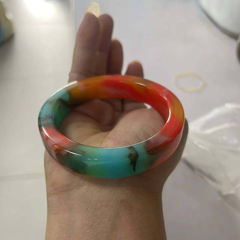 Vòng tay đá cẩm thạch tự nhiên màu đỏ, xanh lá và xanh - Thiết kế handmade cho cả nam và nữ