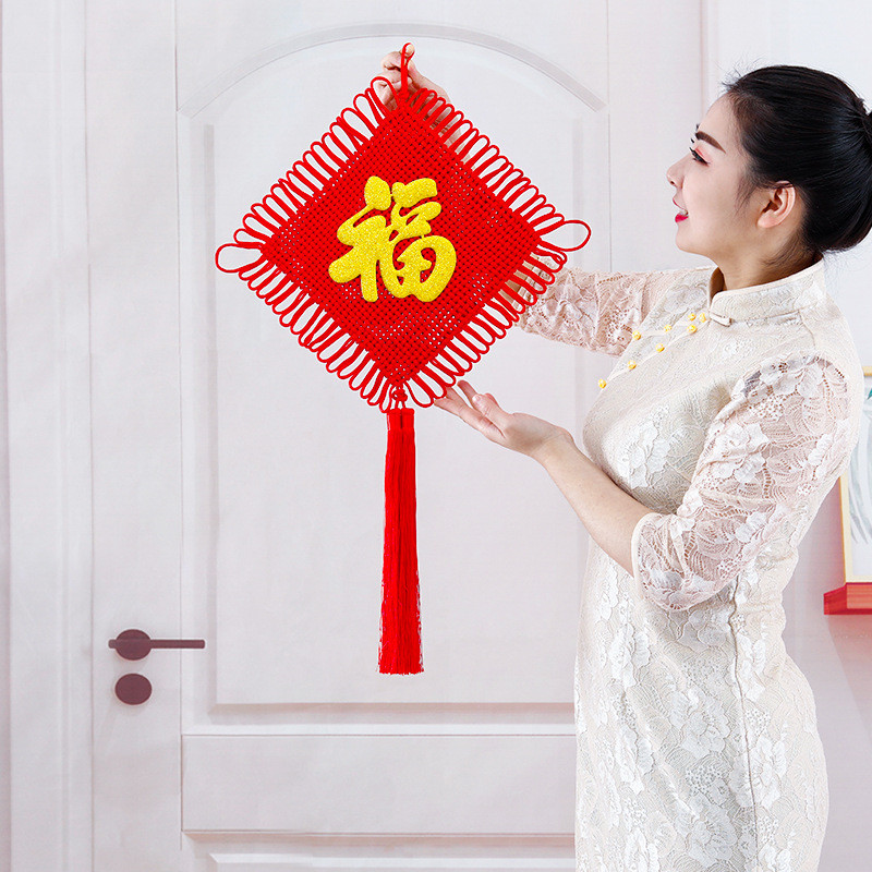 Handmade Đỏ Trung Quốc Nút Thắt Mặt Dây Chuyền Kích Thước Nhỏ Phòng Khách Kích Thước Lớn Nút An Toàn Đồng Tâm Nút Trang Trí Nội Thất Mới