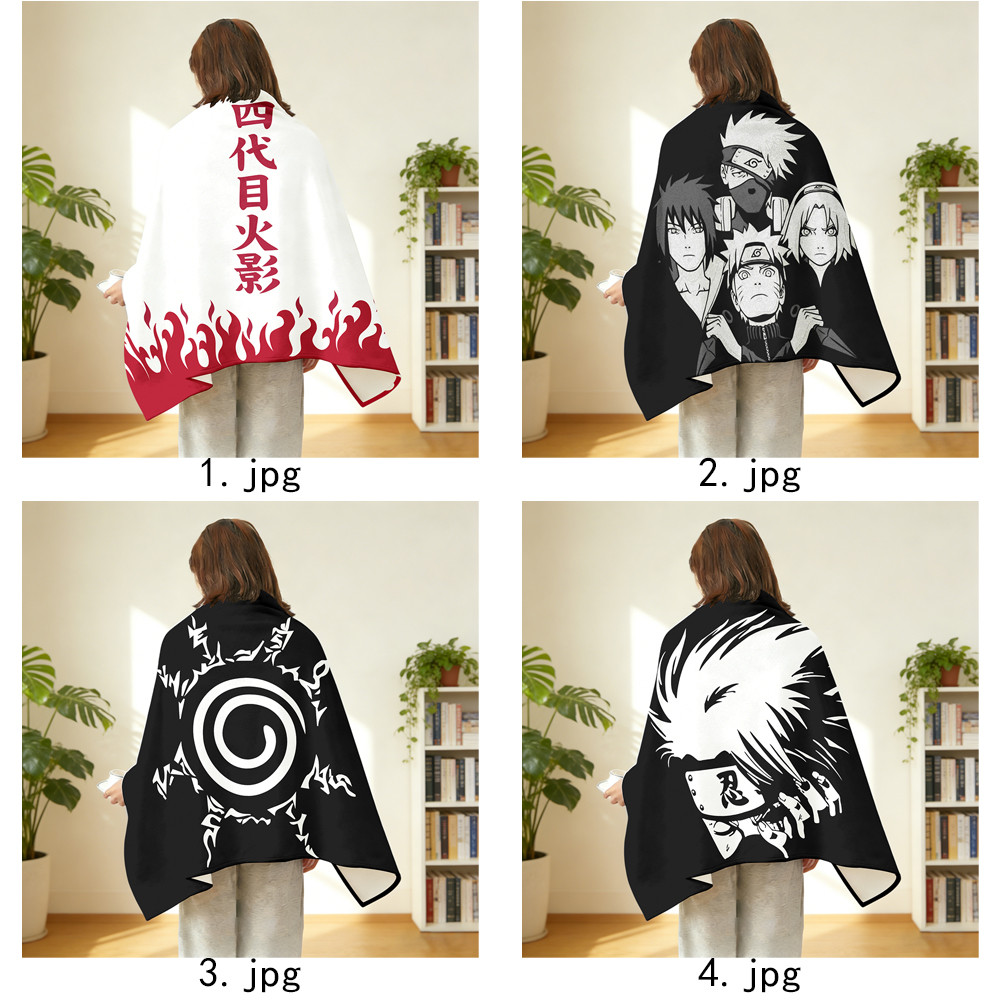 Chăn có nút bấm NARUTO Logo Flannel, Khăn choàng Flannel đa chức năng Akatsuki, có thể đeo để sử dụng tại văn phòng, Thiết bị du lịch ngoài trời.