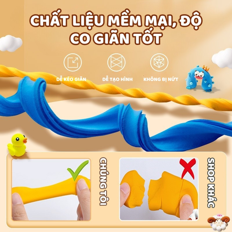 Đất Nặn Mỹ Thuật Cho Bé 12/24/36 Màu –  Đất Sét Tự Khô, An Toàn, Kích Thích Sáng Tạo DIY