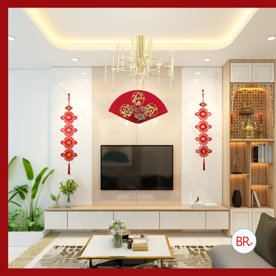 Bộ 2 liễn nhung câu đối Chúc mừng năm mới và Vạn sự như ý,dây khánh treo Tết, phụ kiện trang trí Tết Bính Ngọ 2026 ANGI