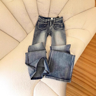 Quần jeans ống loe nữ cạp thấp 2025 hè mới phong cách Mỹ retro giặt nước slim nhỏ con Closet Diary
