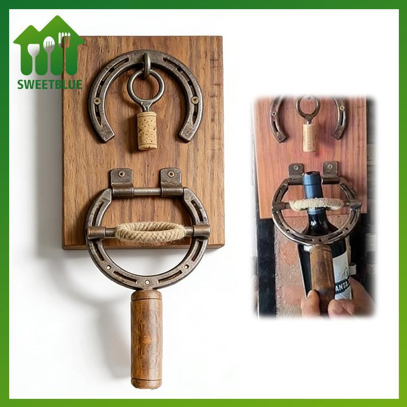 SWEET Dụng cụ mở rượu móng ngựa mộc mạc Corkscrew treo tường, Dụng cụ mở chai rượu trang trí công nghiệp cổ điển & Quà tặng độc đáo cho nhà bếp n