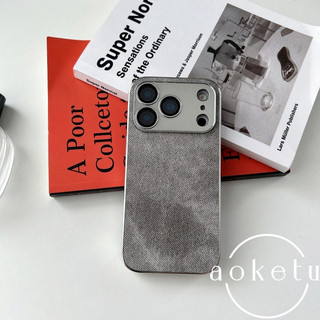 Ốp điện thoại mạ điện thích hợp cho vỏ điện thoại Apple 17 có lỗ mịn họa tiết da denim màu xanh đậm vỏ cứng iPhone 17 promax thời trang 16 / 15 / 14 / 13