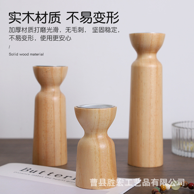 Giá đỡ nến Giá đỡ nến Gỗ nguyên khối Người gây ảnh hưởng Trang trí tiệc Giá đỡ nến Thủ công B & B Đảng Bắc Âu Bữa tối