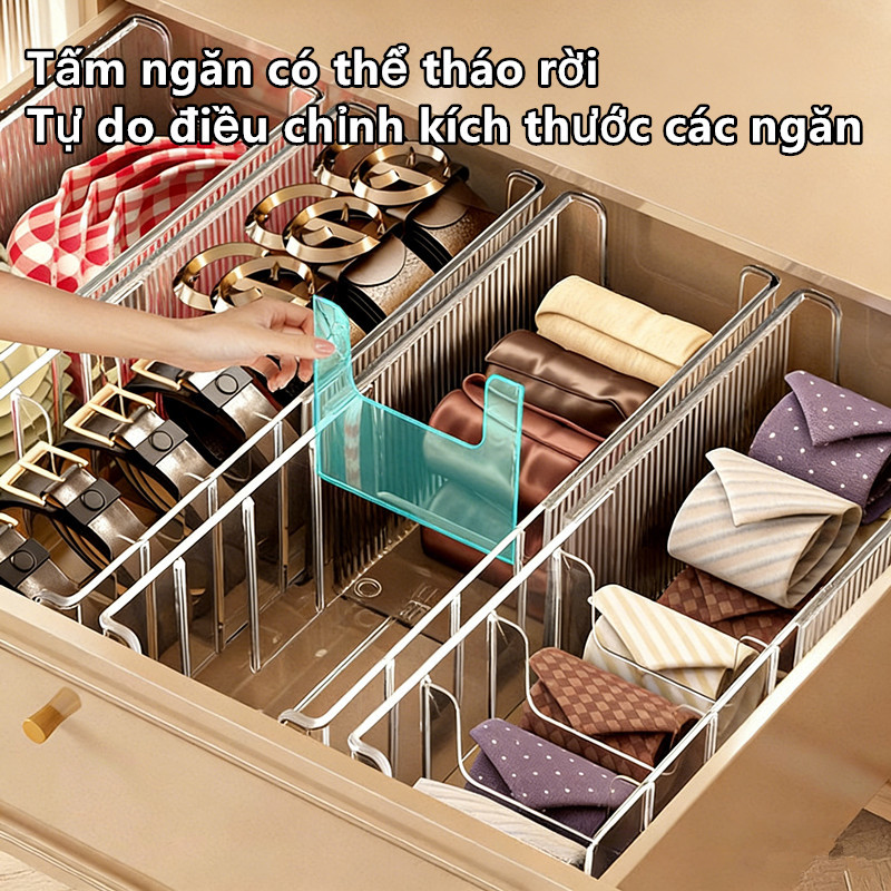 Hộp bảo quản thắt lưng khăn quàng, ngăn rời tùy chỉnh, chất liệu PET, gọn gàng tiết kiệm diện tích