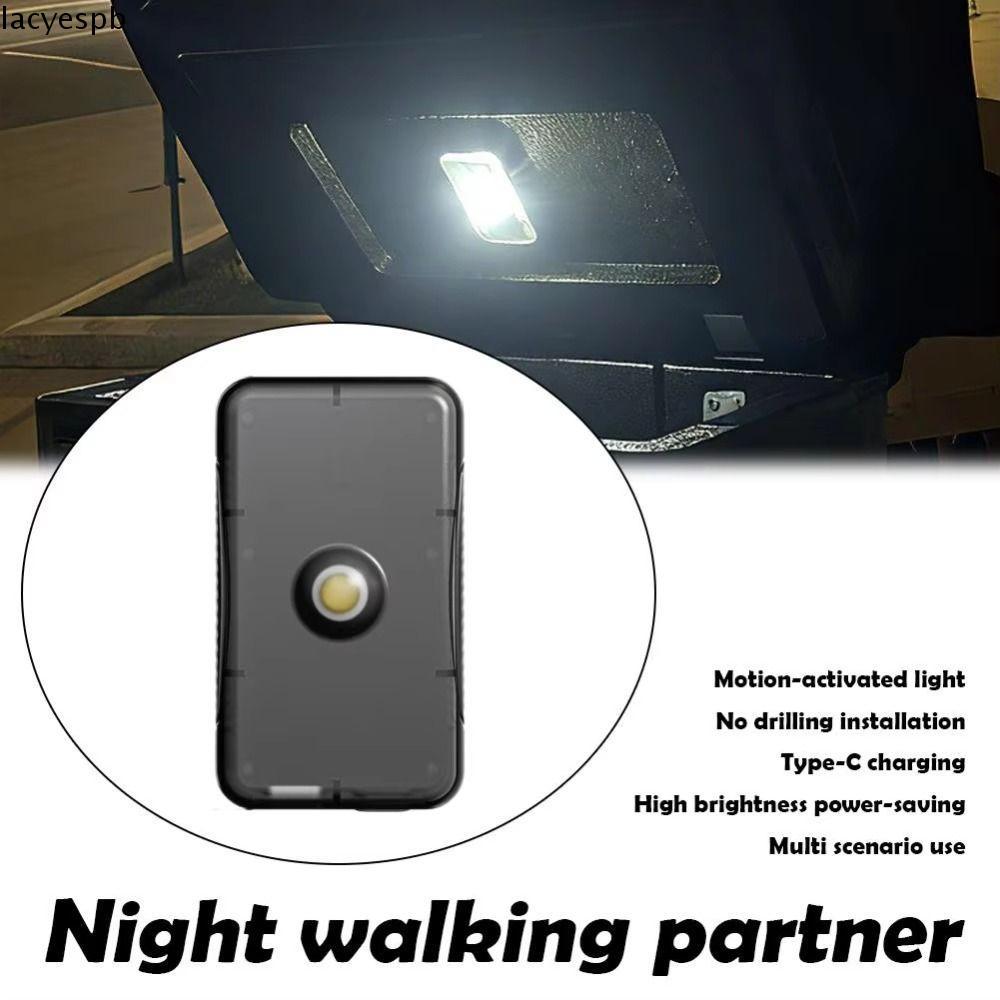 Đèn hộp đuôi xe máy LACYES, Đèn cảm biến LED cảm ứng có thể sạc lại loại C, Chất liệu ABS cảm biến tự động tiện lợi Tuổi thọ pin dài Đèn chống va chạm Thân xe ô tô