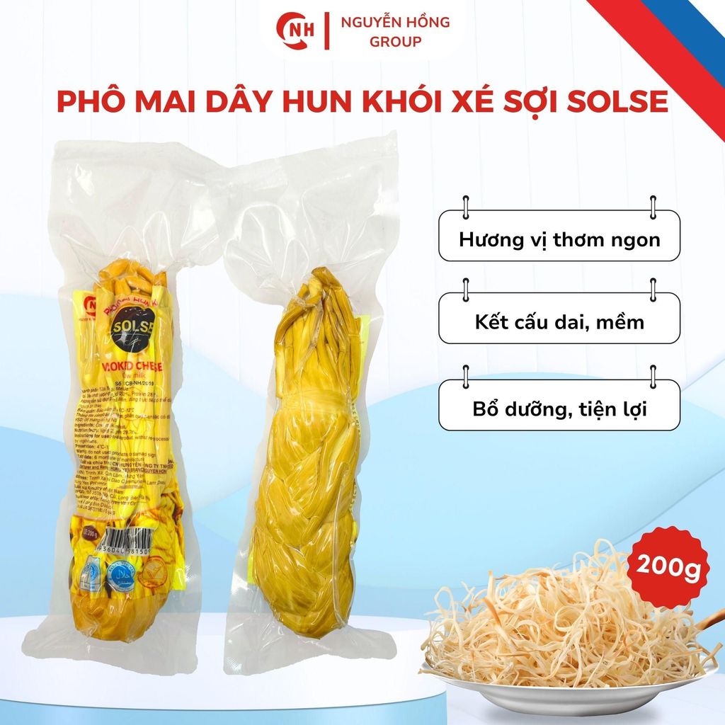 Phô mai dây 200g hun khói xé sợi Solse vị Mặn thơm ngon chuẩn Nga
