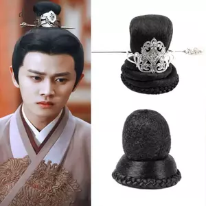 DELMER Phong Cách Cổ Đại Vương Miện Tóc, Phong Cách Hanfu Kẹp Tóc Hanfu Tóc Giả Dành Cho Nam, Phụ Kiện Tóc Cosplay Tóc Cổ Mũ Đạo Cụ Ảnh Tóc Giả Bun