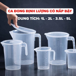 Cốc Đong Định Lượng Có Nắp Đậy - Ca Đong Nhựa Cao Cấp Chia Vạch Chính Xác, Dụng Cụ Pha Chế Tiện Lợi