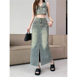 Bộ Váy Denim Nữ cao cấp trẻ trung và Áo không tay phong cách mùa Hè thoải mái