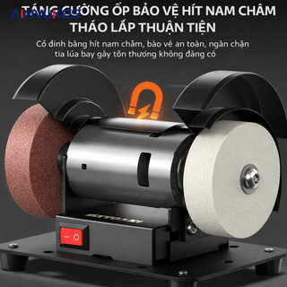Máy mài 2 đá mini để bàn màu đen có vỏ che, dụng cụ điện cơ,220V, dụng cụ mài, Bền Bỉ Đa Năng AIMVUKES