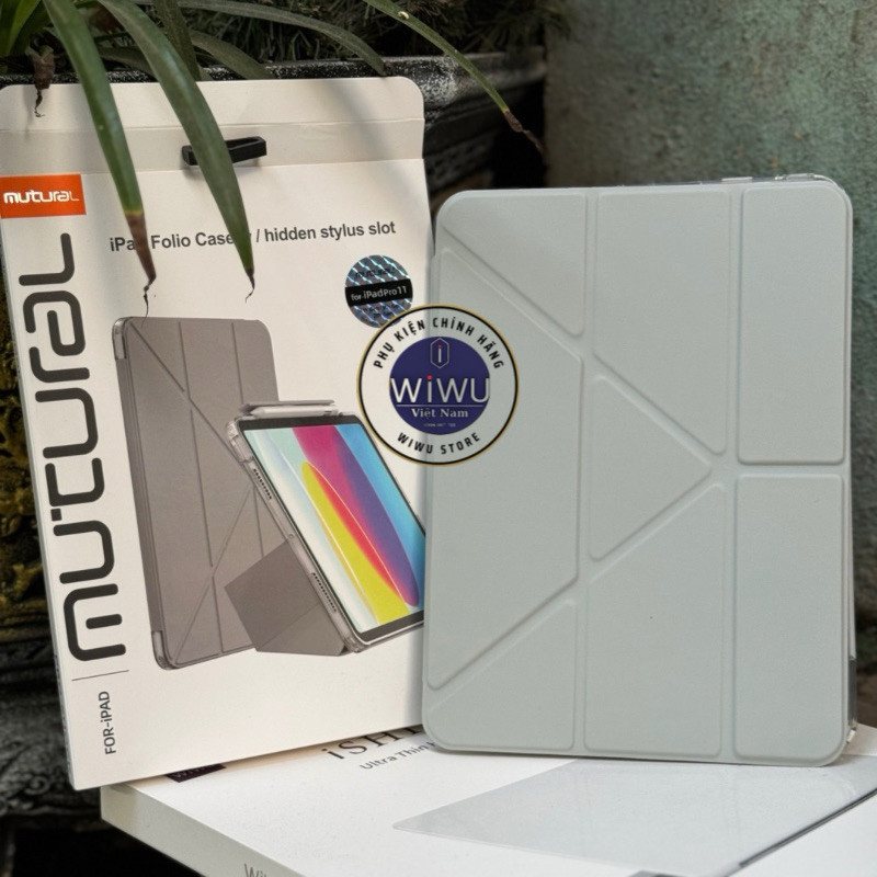 [Chính Hãng] Bao Da iPad Mutural Folio Gập Chữ Y - Lưng Trong Suốt, Có Khay Đút Bút, Tự Động Tắt Bật Cho Air Pro Gen