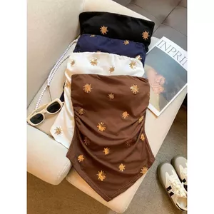 Milyfashion Tube Top sang trọng, gợi cảm với kim sa lấp lánh cho mùa hè - Có miếng lót ngực, dáng slim fit