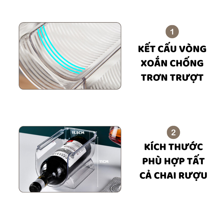 Khay Nhựa Trong Suốt Đựng Rượu ENODA HOME, Giá Kệ 1, 2, 3 Ngăn Trưng Bày Rượu Có Thể Xếp Chồng KhayN002